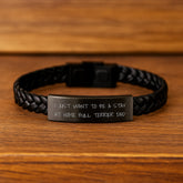 Funny Bull Terrier Dad Gifts: I Just Want To Stay At Home Bull Terrier Dad Interlaced Leather Bracelet for Him Unique Graduation Gifts for Bull Terrier Lovers - Image 2